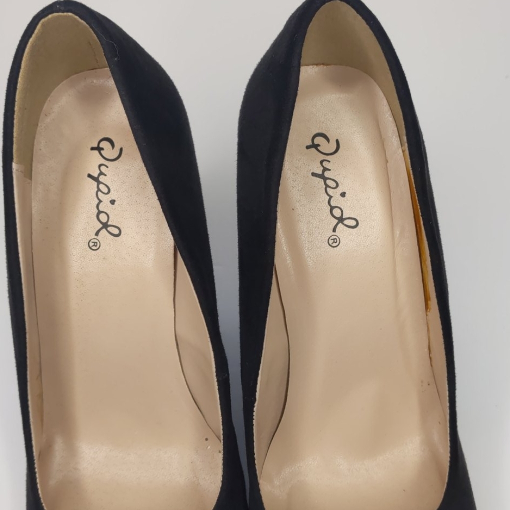 QUPID heel BLACK Faux Suede Size 6 - Picture 5 of 16